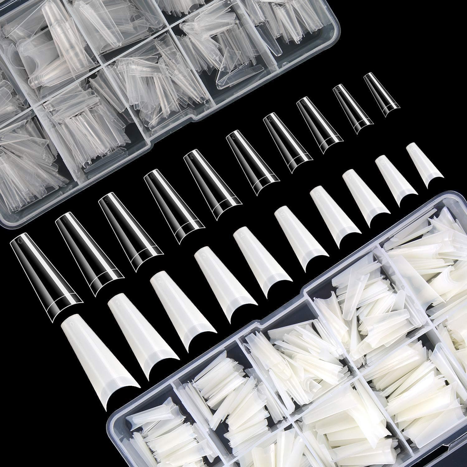 Manicure tools, flat false nails, manicure patches, 500 pieces in box, denim nails, nail patches, tapered nails