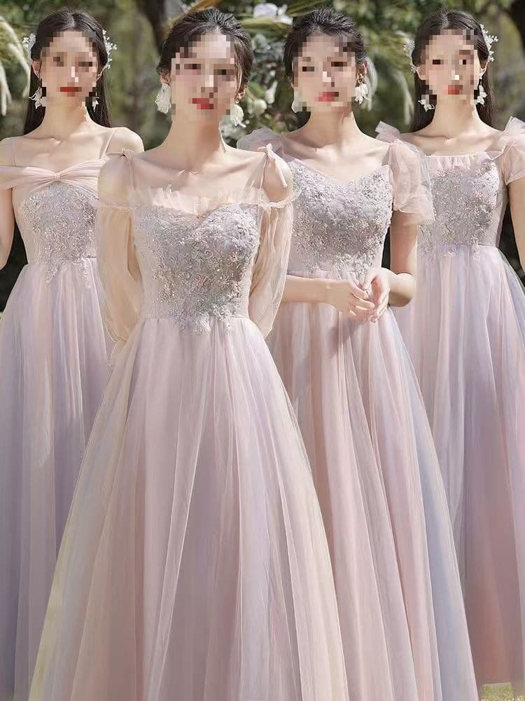 Pink Bridesmaid Dress 2025 New Fall/Winter Ethereal Sisterhood Gown Elegant Evening Dress for Women