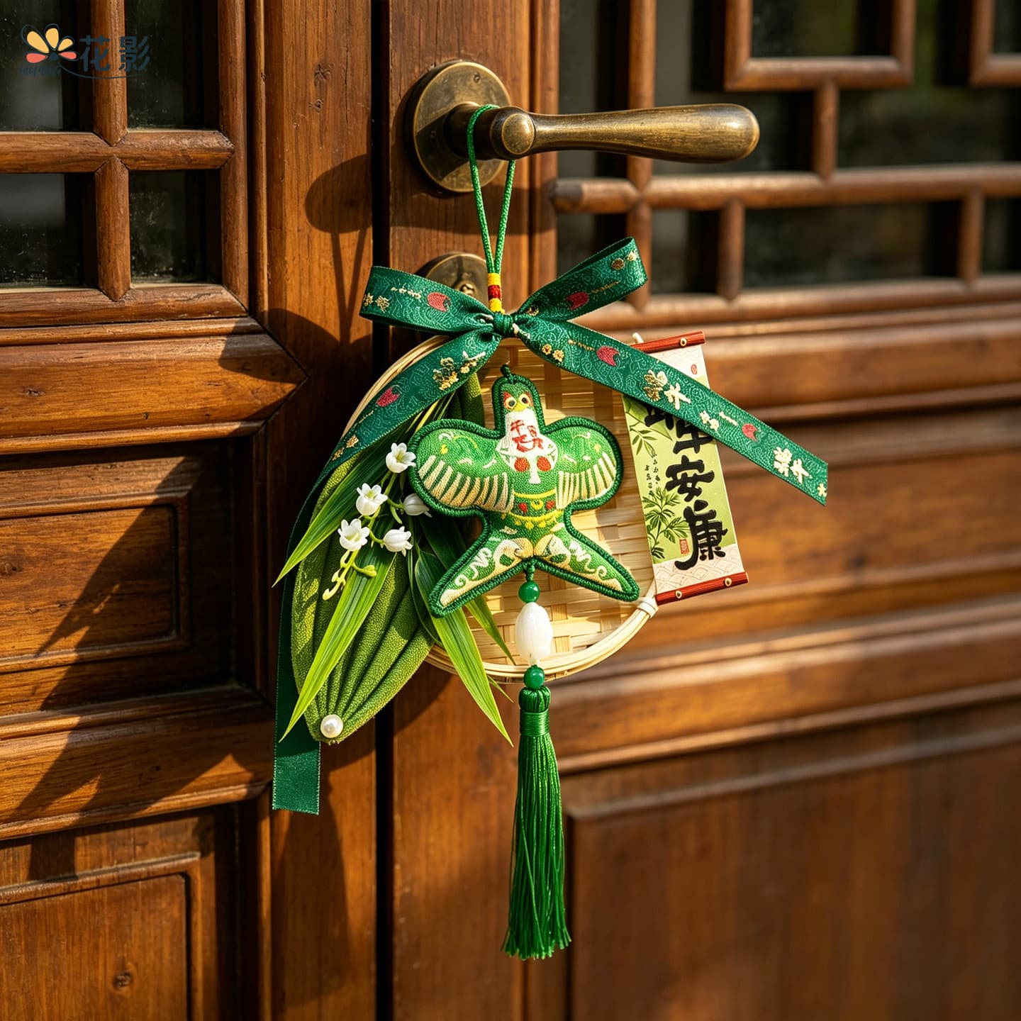 Flower shadow Dragon Boat Festival pendant cattail leaf leaf wormwood door hanging indoor sachet entrance door decoration arrangement door handle pendant