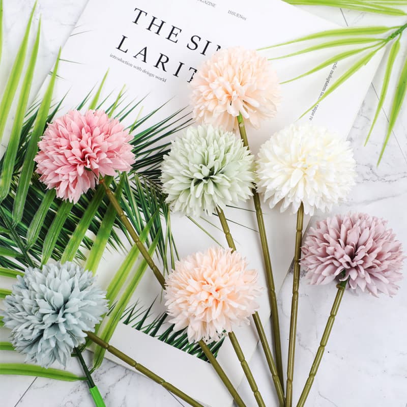 Artificial Flower Ball Chrysanthemum Artificial Flower Table Tennis Chrysanthemum Dandelion Wedding Home Hotel Photography Flower Arrangement Decorative Ornaments