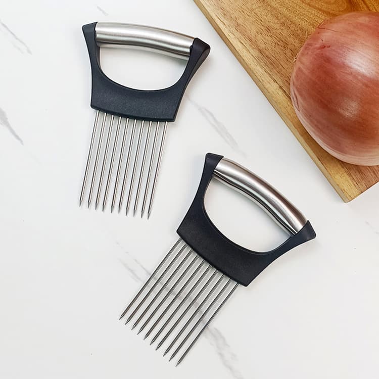 Wholesale Stainless Steel Onion Needle Cutter Onion Ring Tool Fruit and Vegetable Holder Pine Meat Needle Onion Slicer