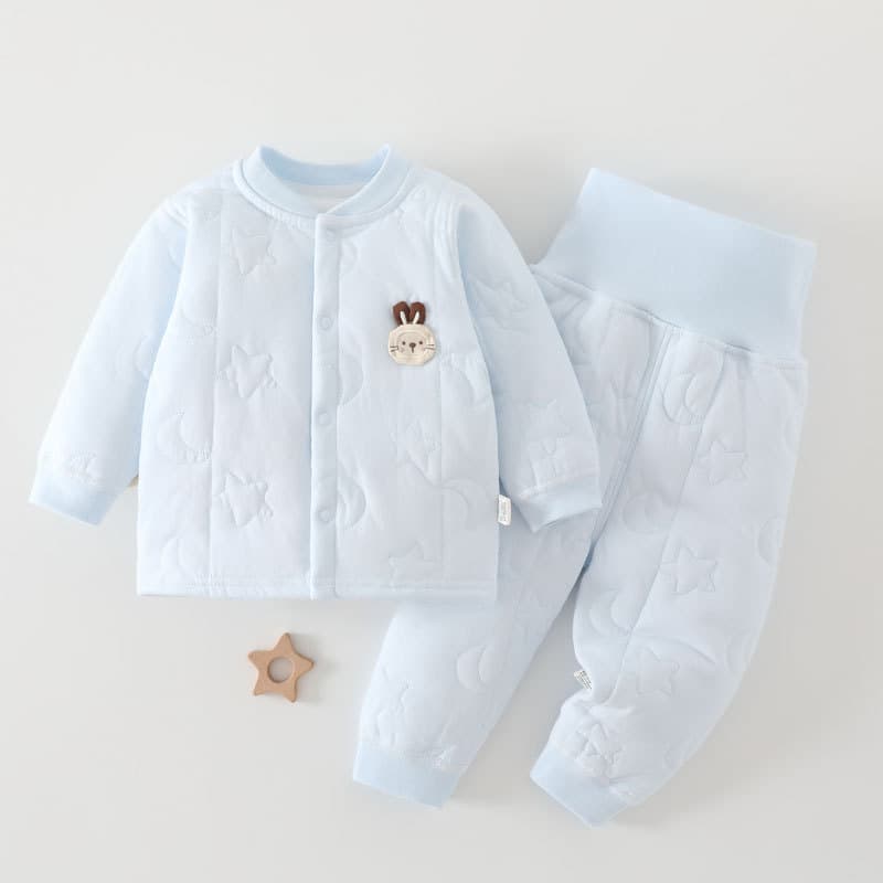 [Open Crotch] Autumn/Winter Baby Quilted Set 40g Newborn Warm Underwear Cardigan Baby Casual Outerwear