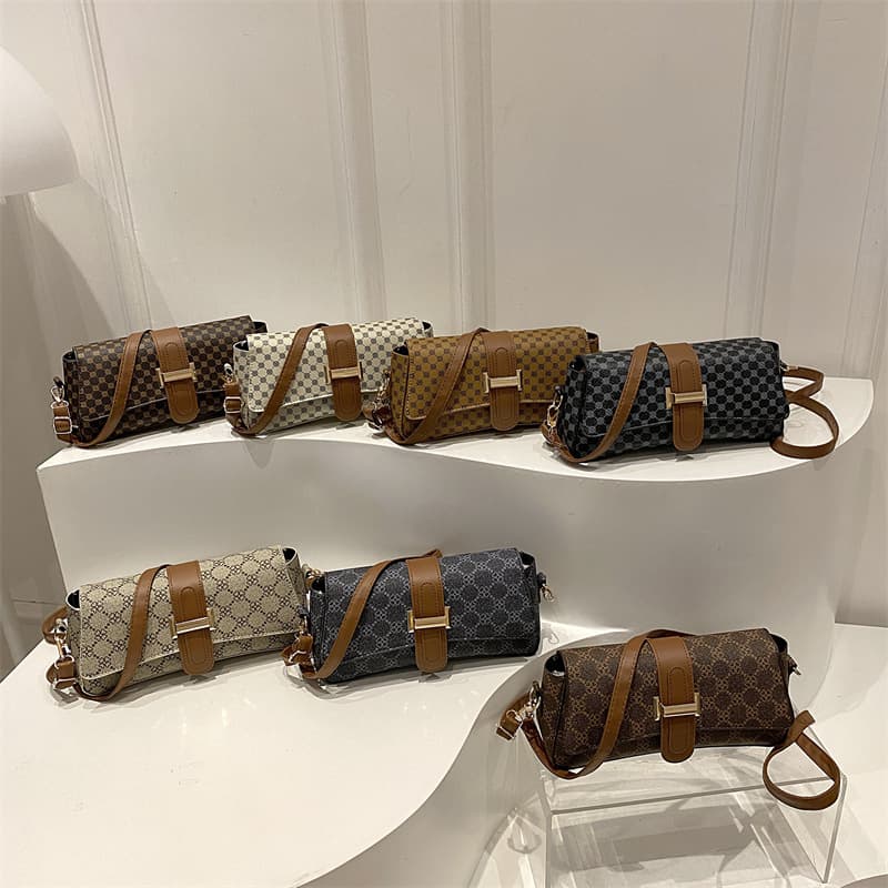 2026 Minimalist Printed Design Retro Personalized Fashion Casual Women's Chic Single-Shoulder Crossbody Handbag Small Square Bag