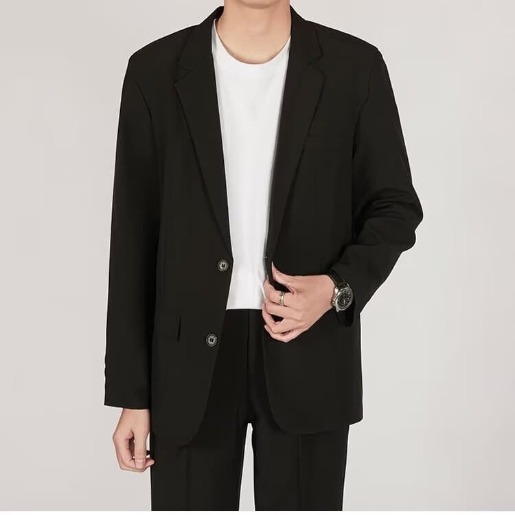 Spring Autumn Long Sleeve Men's Jacket Trendy Business Versatile Hong Kong Style Handsome Feeling Western Suit Male Outerwear