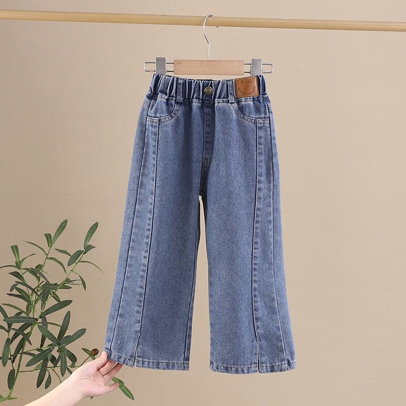 Girls' Jeans Spring Autumn New Fashionable Wide Leg Pants for Kids, Trendy and Versatile Long Pants for Middle and Big Children