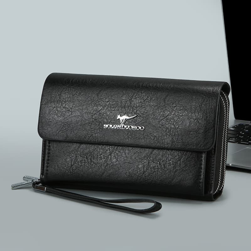 2026 New Men's Business Clutch Bag PU Leather Large Capacity Phone Bag Vintage Simple Handheld Wallet
