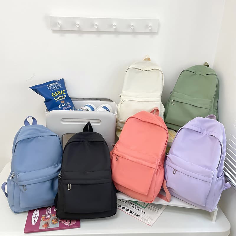 Casual Large-Capacity Backpack, Travel Backpack, Korean Style Solid Color Simple School Bag for Girls, Lightweight for Middle and High School Students