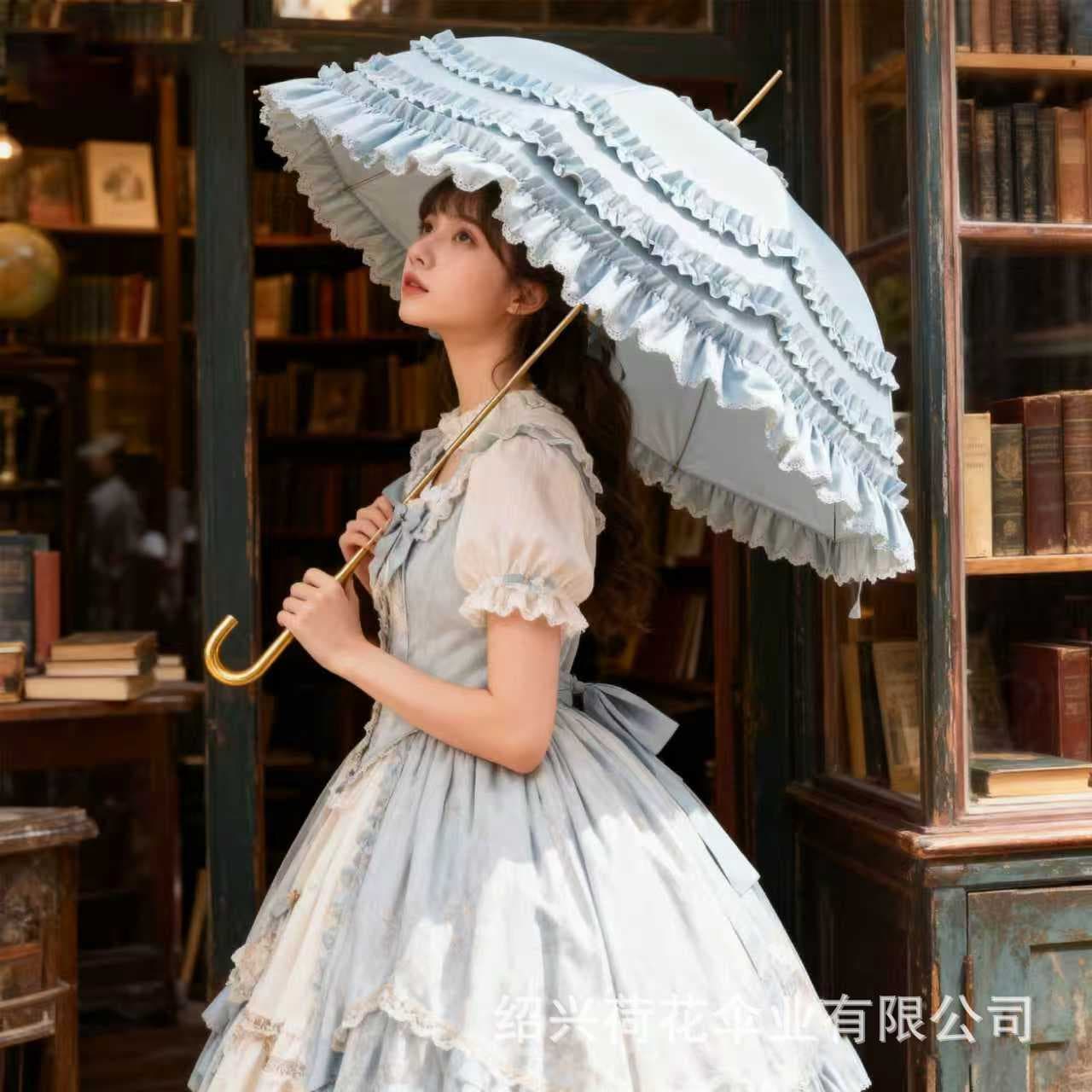 【Factory Direct】Sun Protection Princess Umbrella, Lolita Lace Umbrella for Rain and Sun, Color-Coated UV-Blocking Umbrella, LO Umbrella