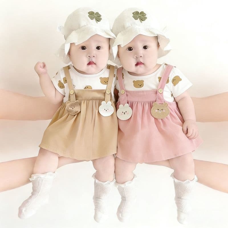 Twin Cute Dress for Baby Girls New Summer Princess Short Sleeve Outfit