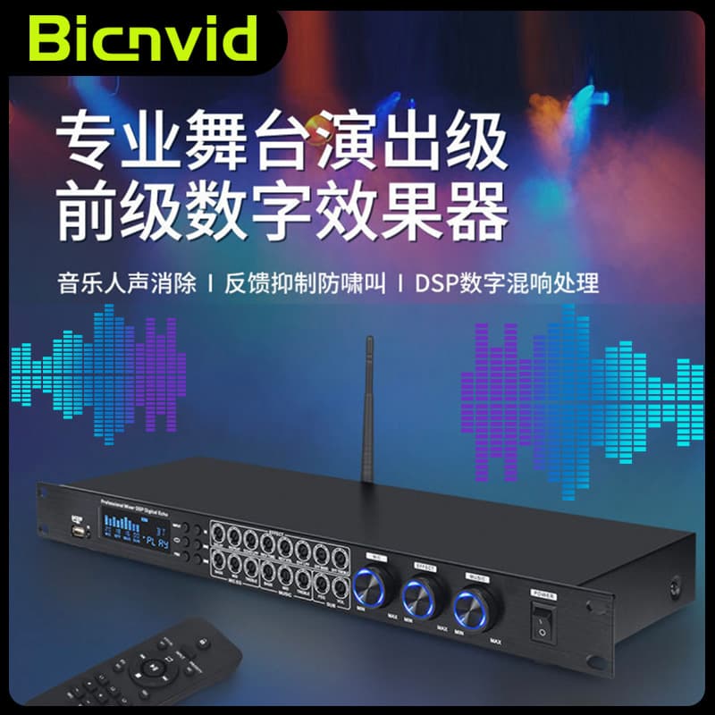 Professional Audio Effects Processor Digital Preamp with KTV Karaoke Reverb and Anti-Howling Audio Processor