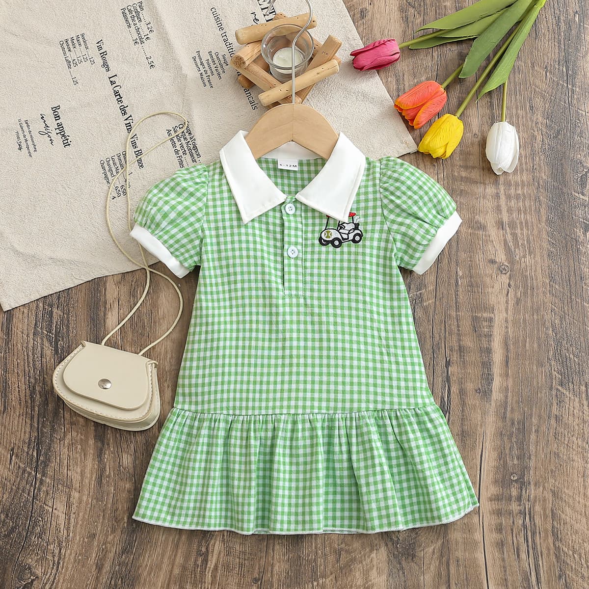 Girls Summer Dress Short Sleeve Polo Dress 2026 New Style Baby Princess Dress Thin Cotton Fabric Skirt