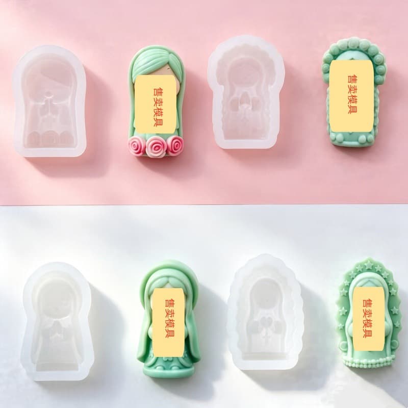 Multiple Prayer Figure Statue Silicone Candle Mold Scented Candle Decoration Plaster Crystal Silicone Mold