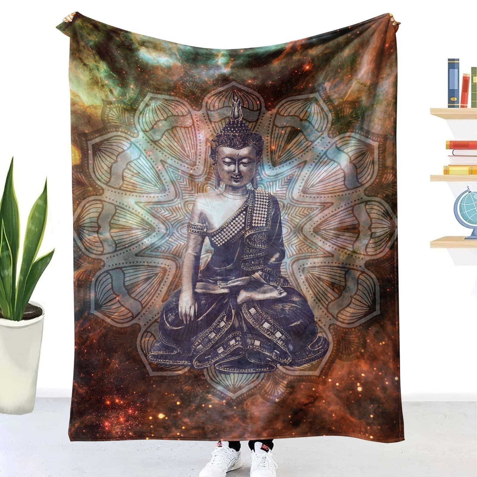 Cross-border Hot Selling New 3D Printed Flannel Blanket with Hemmed Edges, Thick Nap Blanket, Religious Pattern