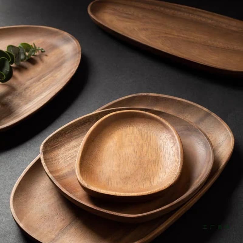 South American Walnut Wood Tray, Solid Wood Platter, Japanese Style Dry Soaking Tray, Household Serving Tray for Snacks and Desserts