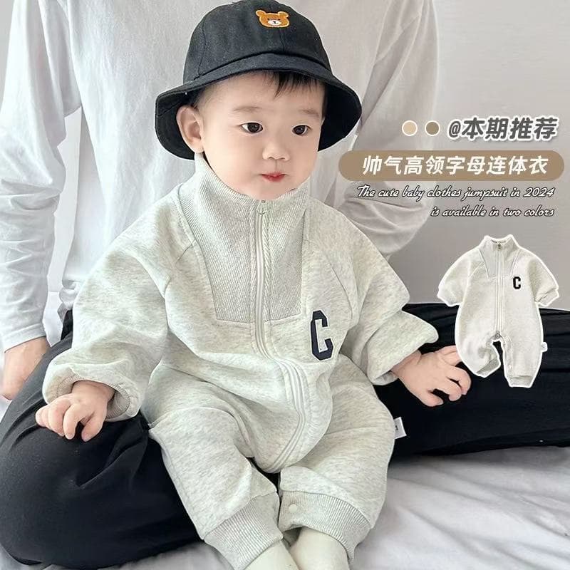 2025 Spring and Autumn Baby Clothing Fashion Casual C Label Long Sleeve Romper Clothing Outing Clothes Korean Style Trendy Cool Internet Celebrity One-piece