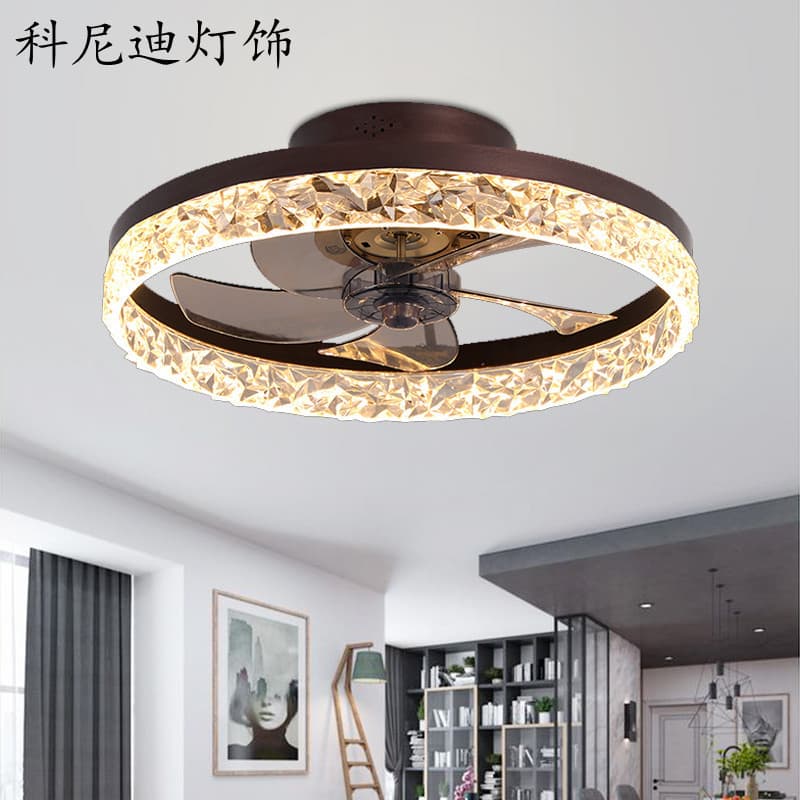 Cross-border living room bedroom ceiling fan light restaurant balcony LED variable frequency ceiling fan with light home invisible ceiling fan light