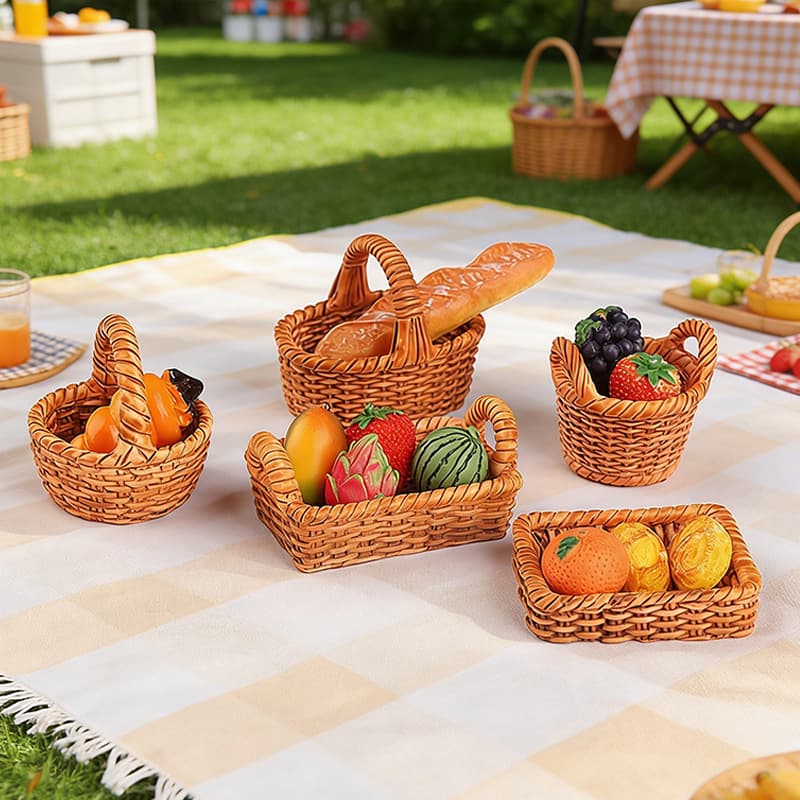 Micro landscape creative simulation rattan basket bamboo basket prop diy decoration accessories mini miniature ornaments