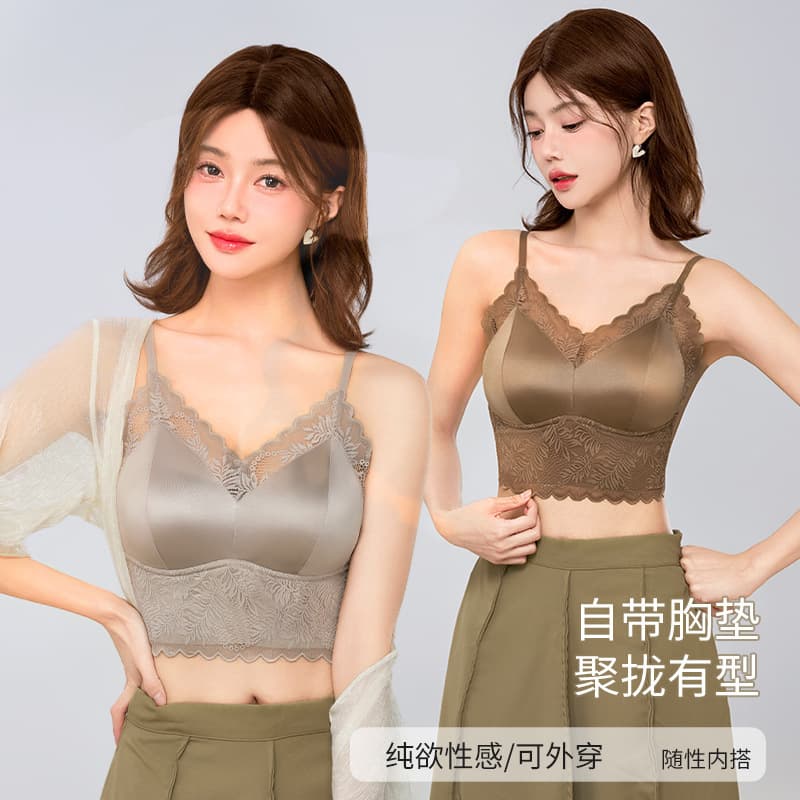 Beautiful back bra, one-piece sling, breathable, wire-free fixed cup bra, anti-sagging, anti-expansion, women's thin style, beautiful back
