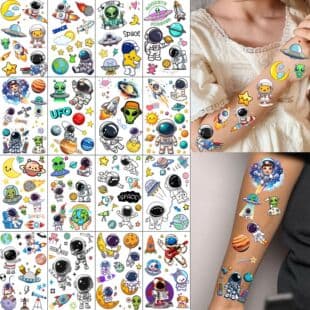 New Product Cross-border Colorful Astronaut Tattoo High-End Style Hand Back Neck Tattoo TEMU Europe America Tattoo