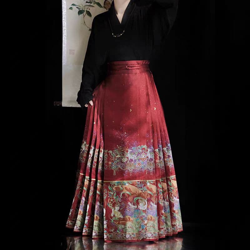 National Flare Dunhuang Admiration Hanfu Mamian Skirt Set, Spring New Arrival High-End Red Toast Dress, Ming Dynasty Hanfu for Women