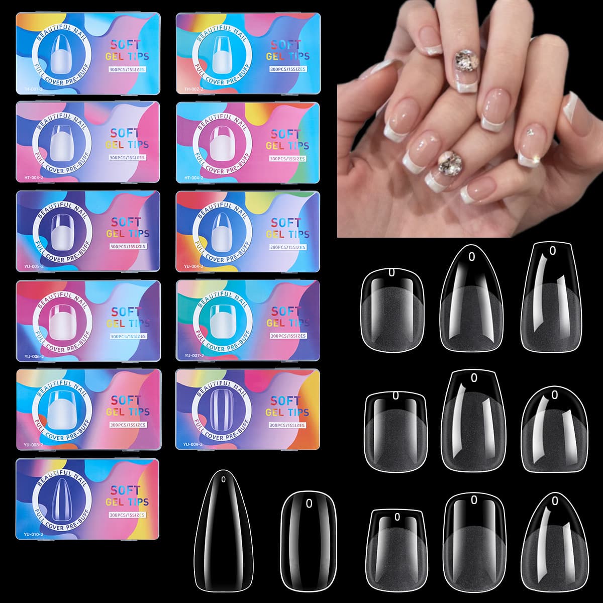 Invisible Matte Full Cover Nail Tips Transparent Half Cover No Carve Oval Drop Almond Square Wearable Short Nail Tips