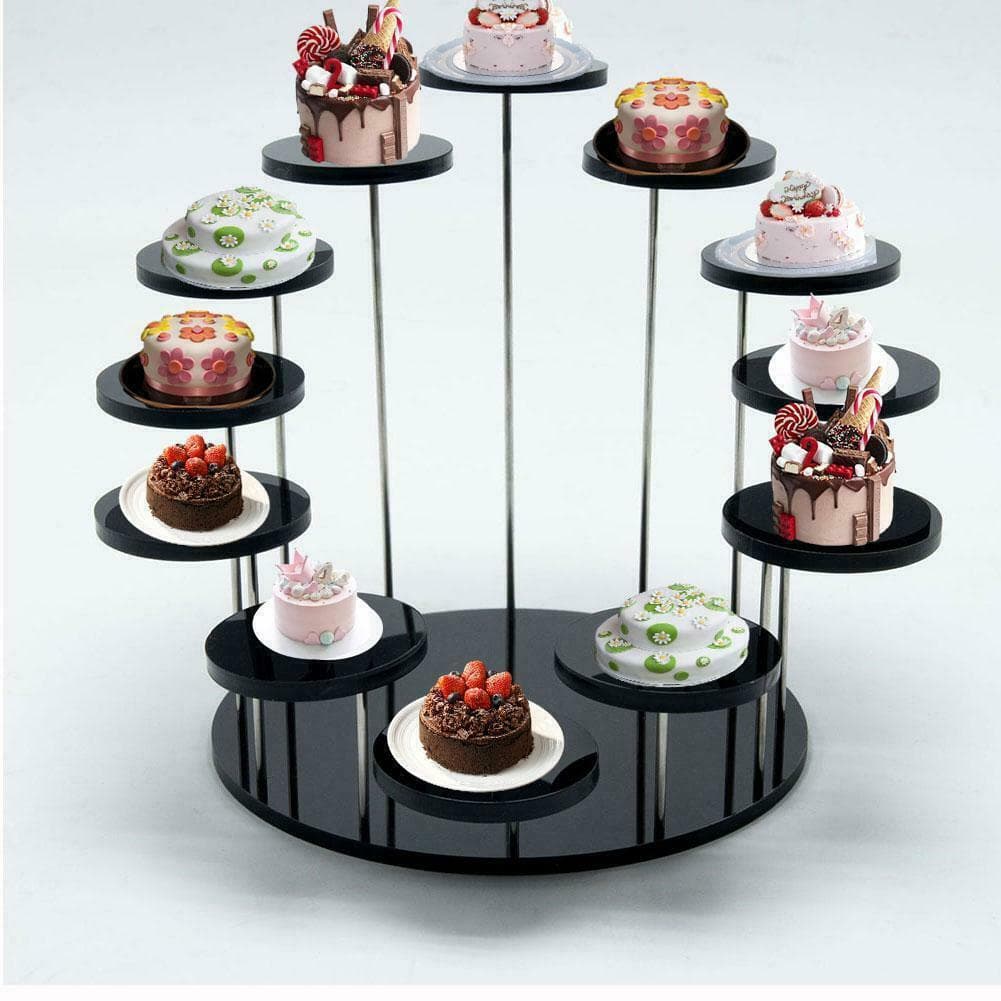 Acrylic Ring Jewelry Display Stand Multi-layer Round Rotating Display Cake Dessert Stand