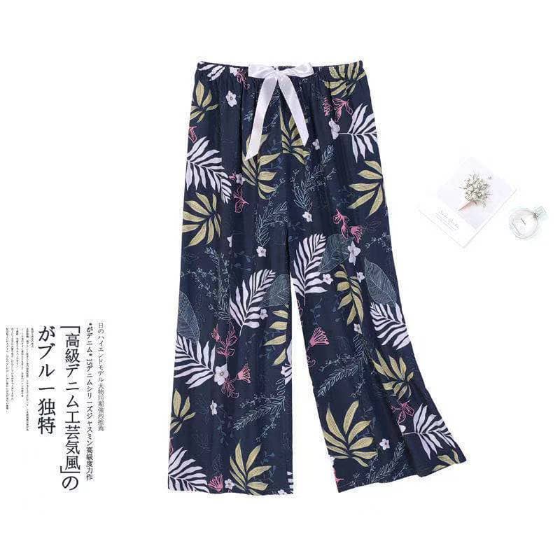 2025 New Summer Korean-Style Cotton Silk Sleep Pants for Women, Casual Loose High-End Straight-Leg Pants, Wearable as Home or Outing Pants
