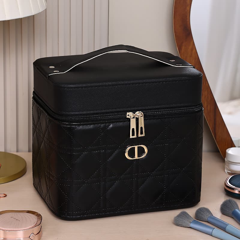 2026 Cosmetic Bag Fashion Large Capacity Double-Layer Waterproof PU Compartment Storage Box Handheld Makeup Case Premium Gift Box