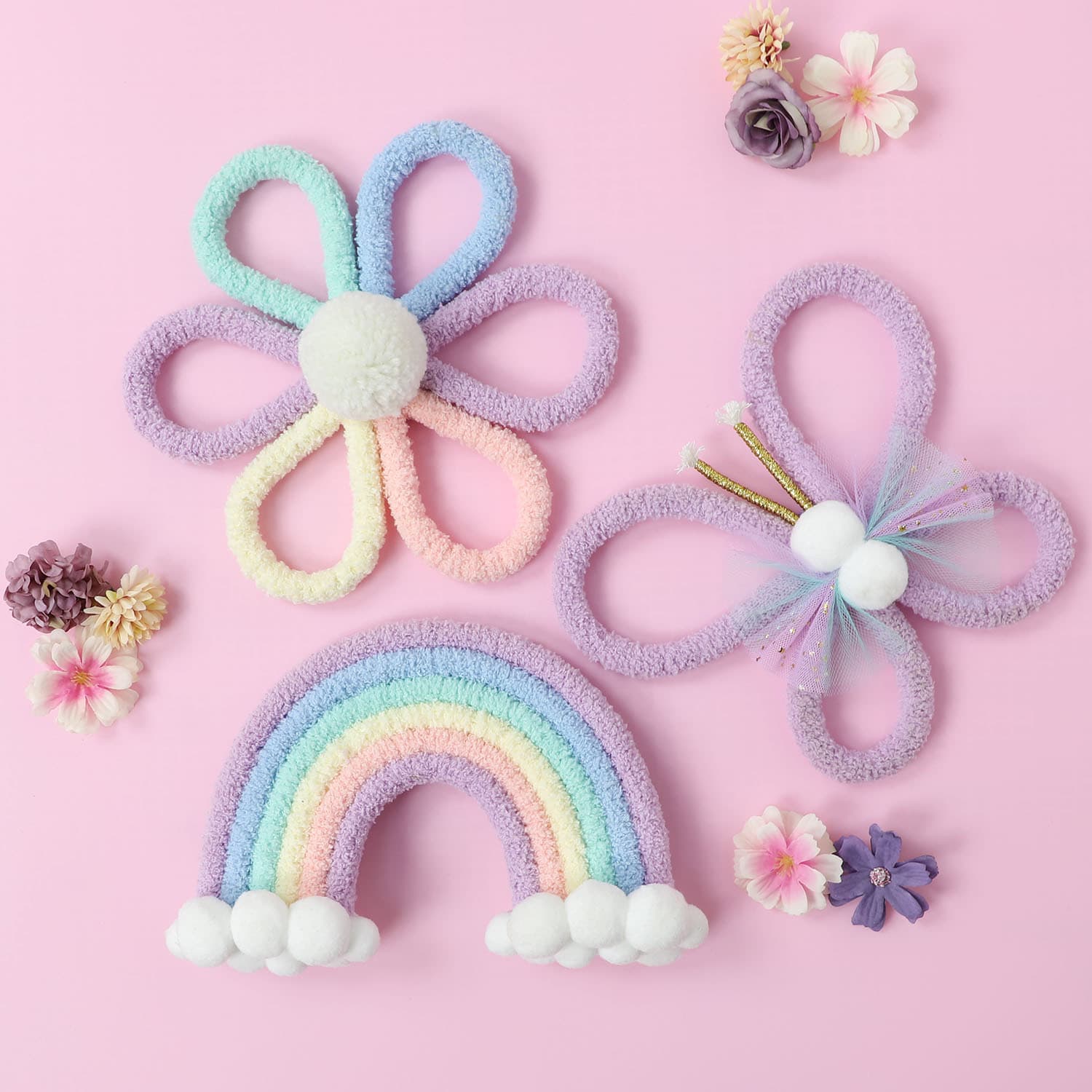 Ins Nordic Bohemian Woven Daisy Flower Rainbow Butterfly Home Decoration Children's Room Wall Decor