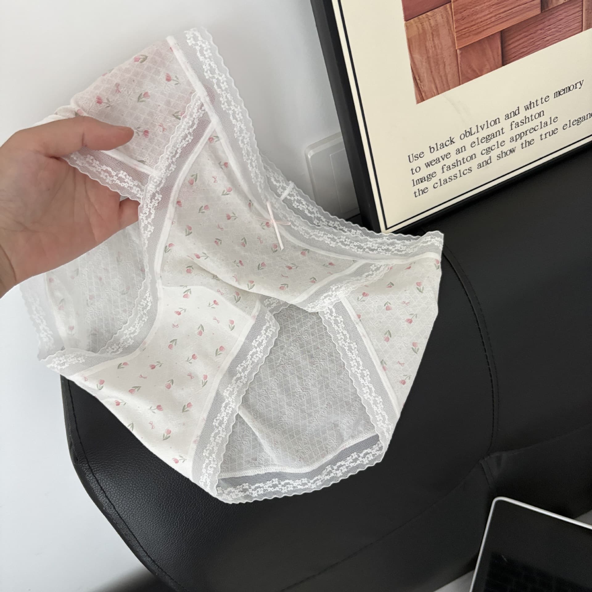6393 French-style Gentle High Slit Retro 60S Lyocell Ethereal Gentle Healing Girl Panties Sweet