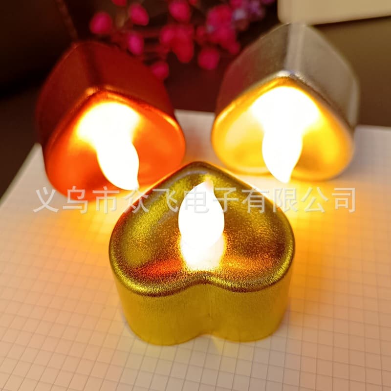 LED electronic small tea wax electroplated love candle romantic proposal arrangement supplies decorative creative simulation candle light