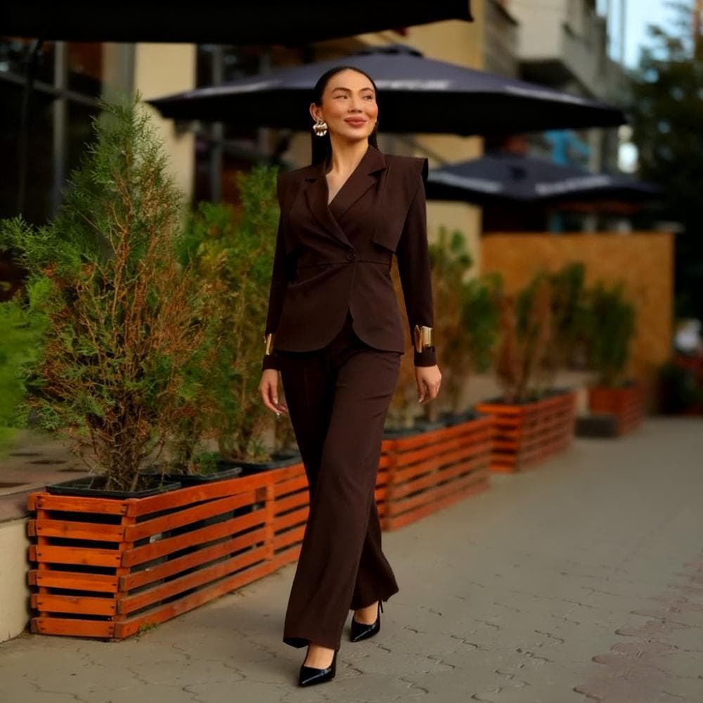 2025 Autumn New Cross-Border European and American Women's V-Neck Suit with Wide-Leg Trousers, Professional Office Fashion Set