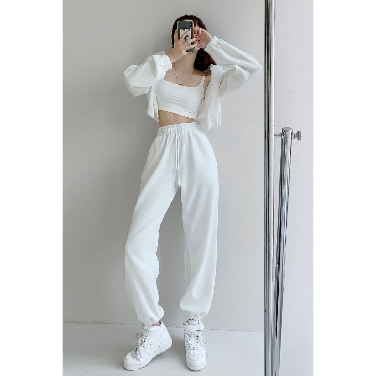 American Loose Casual Sport Pants Women's Autumn High-waist Drawstring Cuffed Pants Slimming Thin Style Harem Sweatpants Trendy