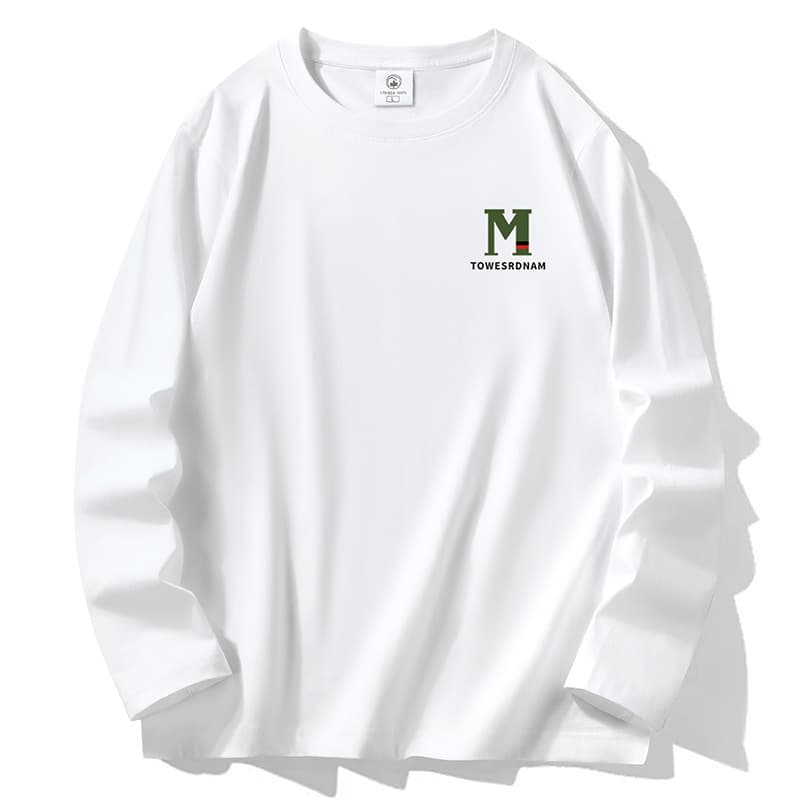 100% cotton long-sleeved t-shirt for men spring and autumn 200g heavy cotton casual t-shirt bottoming shirt sweatshirt for men