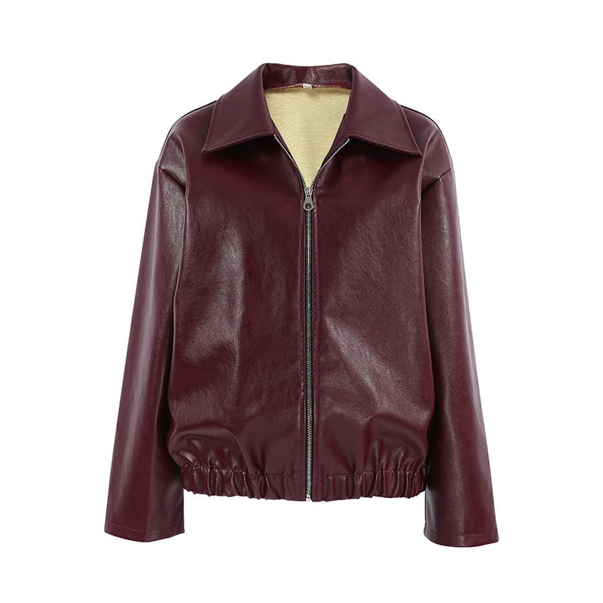 Vintage Motorcycle Style Wine Red Leather Jacket for Women 2026 Fall/Winter European and American Trendy Matte Leather Coat Cross-border Women's Clothing