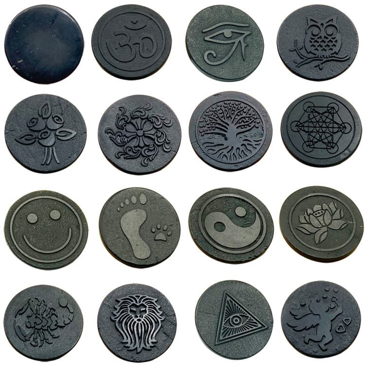 Russian Shungite shungite mobile phone stickers, simple antique carving patterns, round tablet decorative stickers
