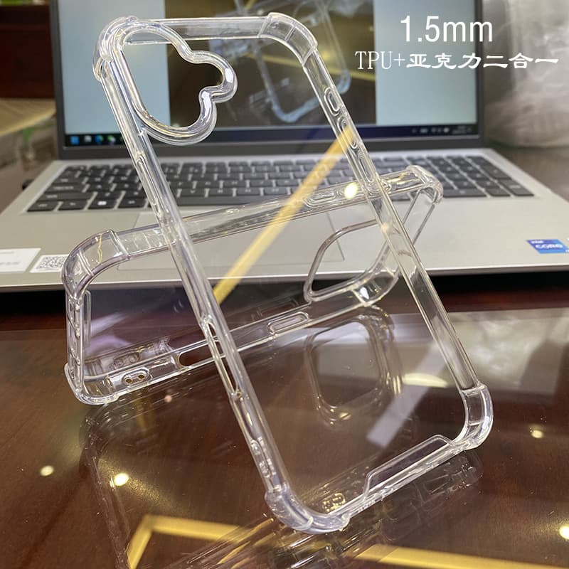 Compatible with Apple 17 2-in-1 Phone Case iPhone 18 Drop-Resistant 1.5mm Grooved Epoxy Acrylic Protective Cover
