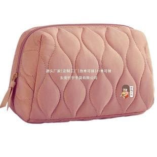 Cross-Border RPET Quilted Cotton Makeup Pouch RPET Filled Toiletry Bag Nylon Storage Bag Custom Factory