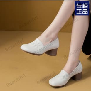 2025 Summer New Style Women's Shoes, Soft Sole and Soft Upper, Simple and Elegant Mid Heel Chunky Heel Flats for Women