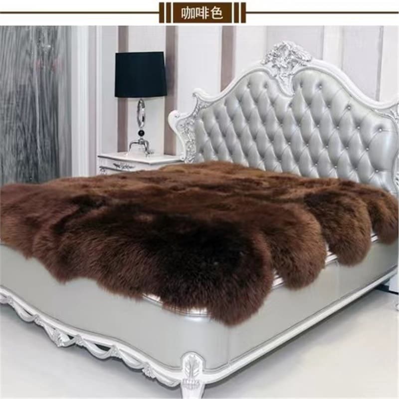 Australian Lamb Wool Handmade Full-Size Mattress, Light Luxury Bed Throw, Genuine Leather White Cushion for Home Use