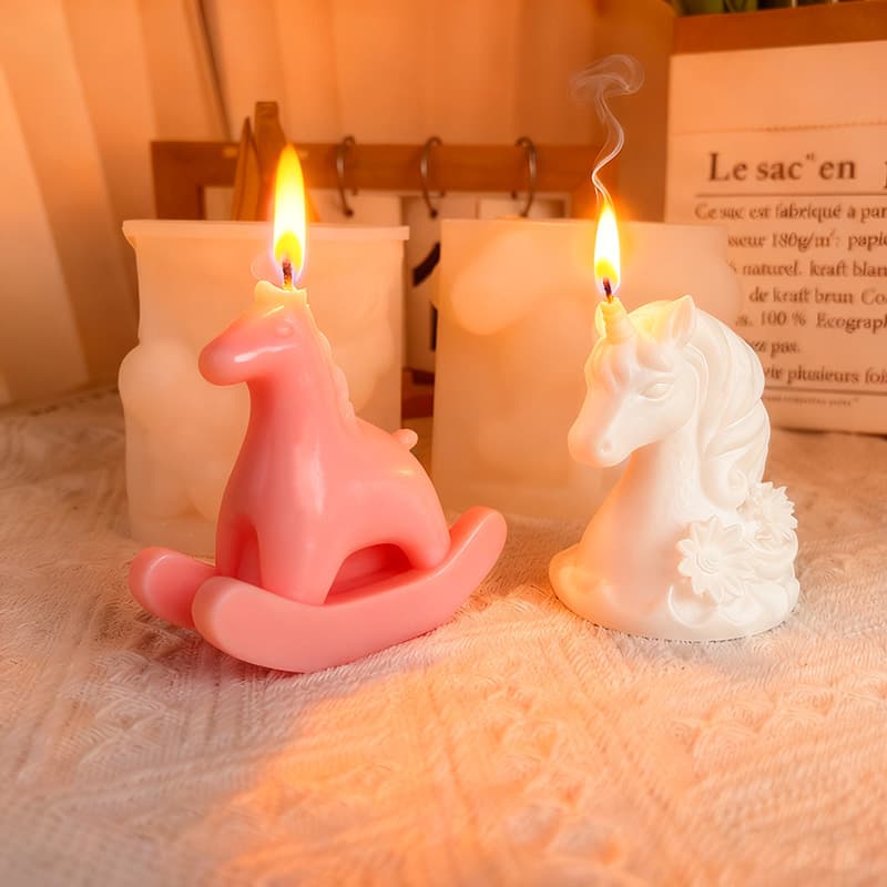 Rocking horse, unicorn candle, silicone mold, DIY cake decoration, aromatherapy plaster figurine, handmade soap mold