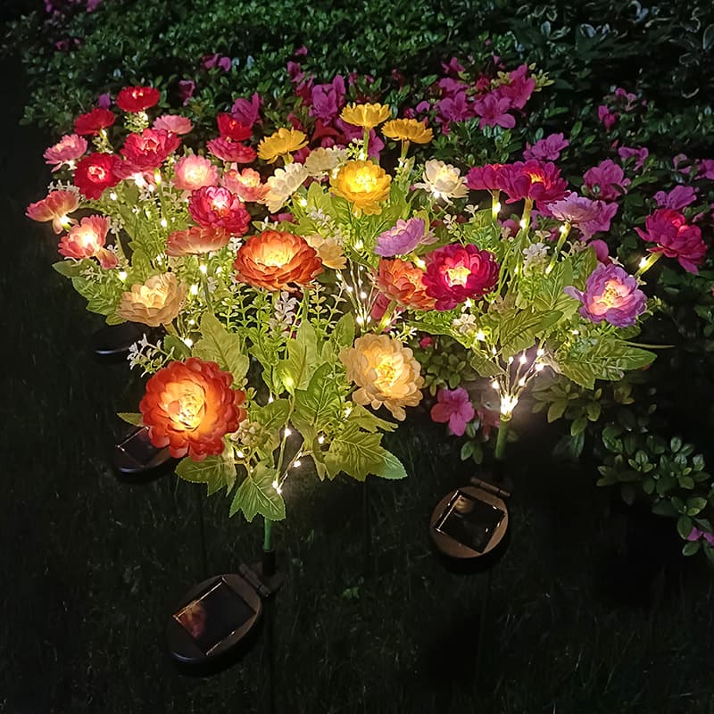 New 7-Head Solar Snow Lotus Lamp Outdoor Artificial Flower Light 7-Branch LED Fake Flower Ground Insert Lamp Lawn Light
