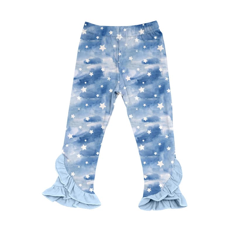 Cross-border wholesale custom summer girls' printed pants with elastic waist and lace design