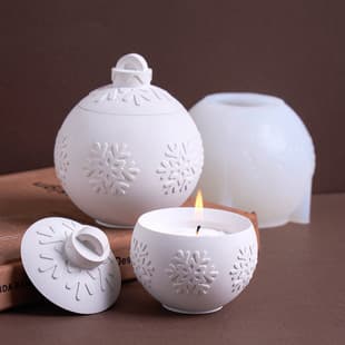 Christmas Ball Storage Box Silicone Mold DIY Christmas Snowflake Wax Jar Aromatherapy Plaster Mold Cross-border Drop Shipping