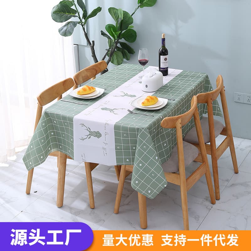 Tablecloth Ins Windproof Waterproof Oilproof PEVA Wash-Free Internet Celebrity Table Mat Tablecloth Coffee Table Cloth Home Tablecloth Wholesale