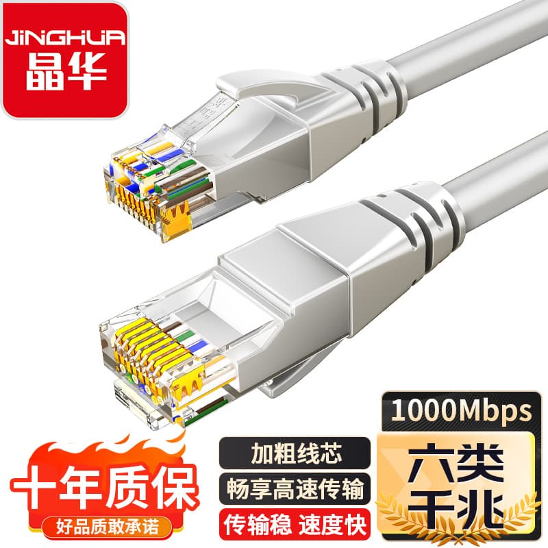 Jinghua Cat6 Unshielded Gigabit Pre-made Ethernet Cable, Computer Twisted Pair Network Patch Cable, CAT6 Copper-Clad Aluminum Cable