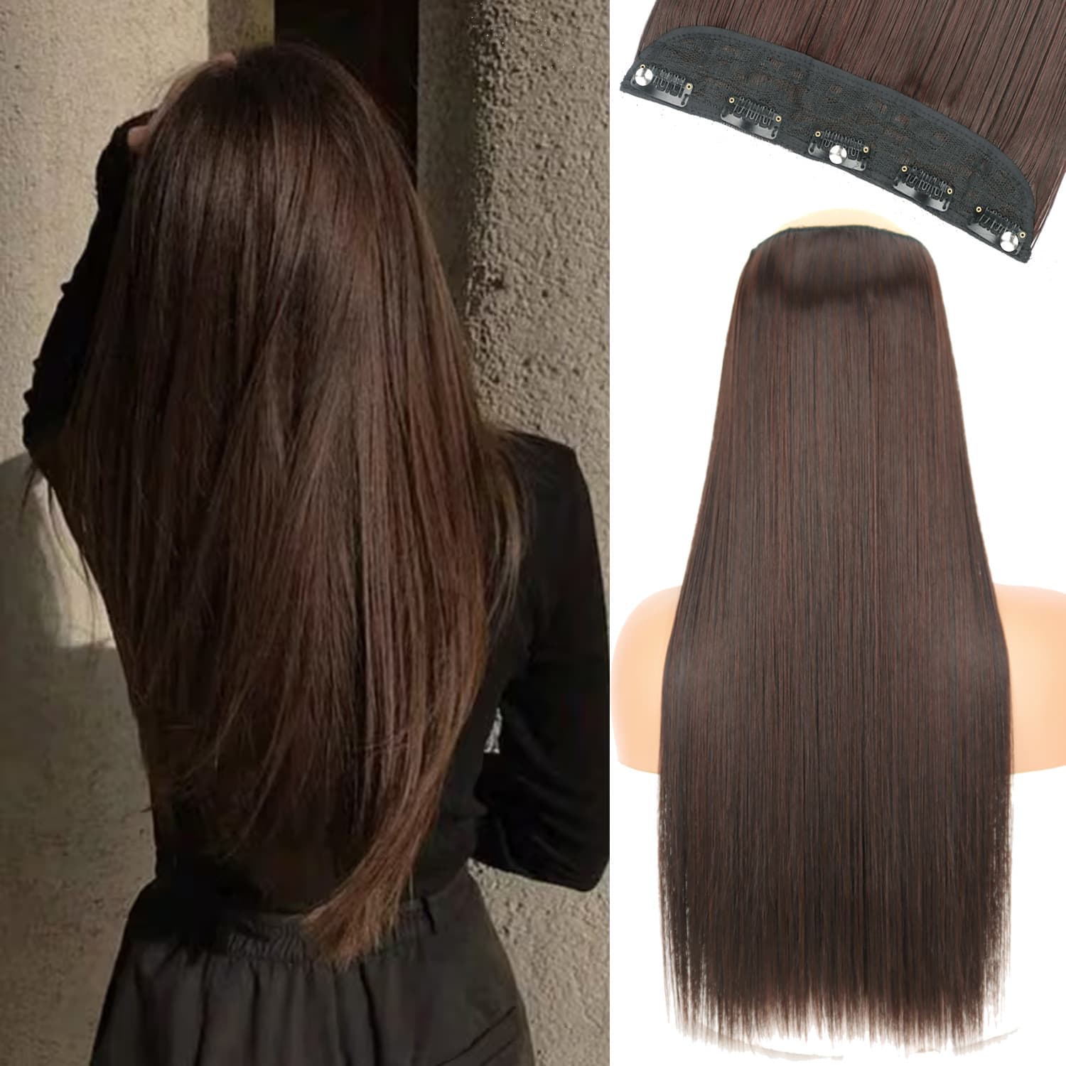 Foreign Trade Hair Extension Clip-in Long Straight Hair for European and American Women, Synthetic Straight One-Piece Five-Clip Hair Extension
