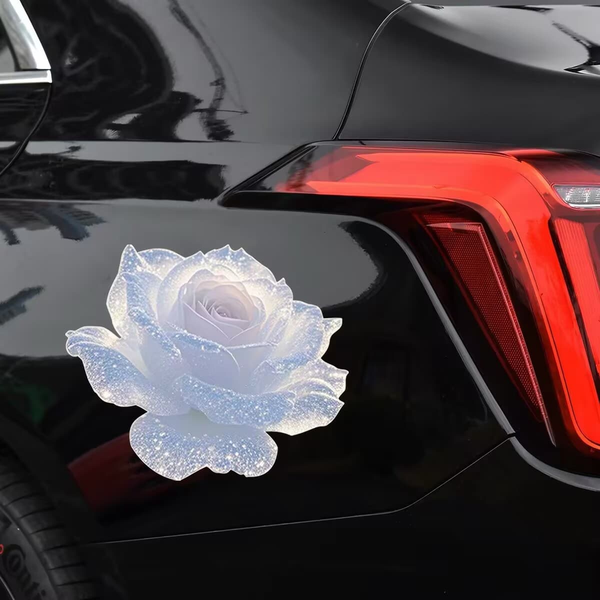Car Scratch Cover Decal Crystal Diamond Rose Car Sticker Bathroom Mirror Glass Motorcycle Electric Vehicle Decorative Sticker