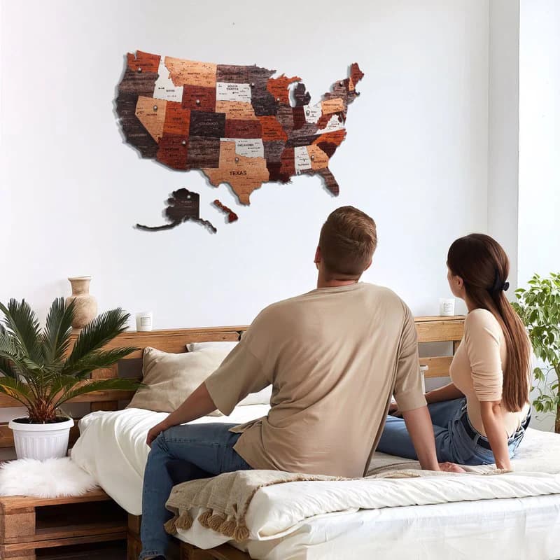 Cross-border USA Wooden Map Puzzle USA Wooden Map Puzzle Home Office Wall Decor