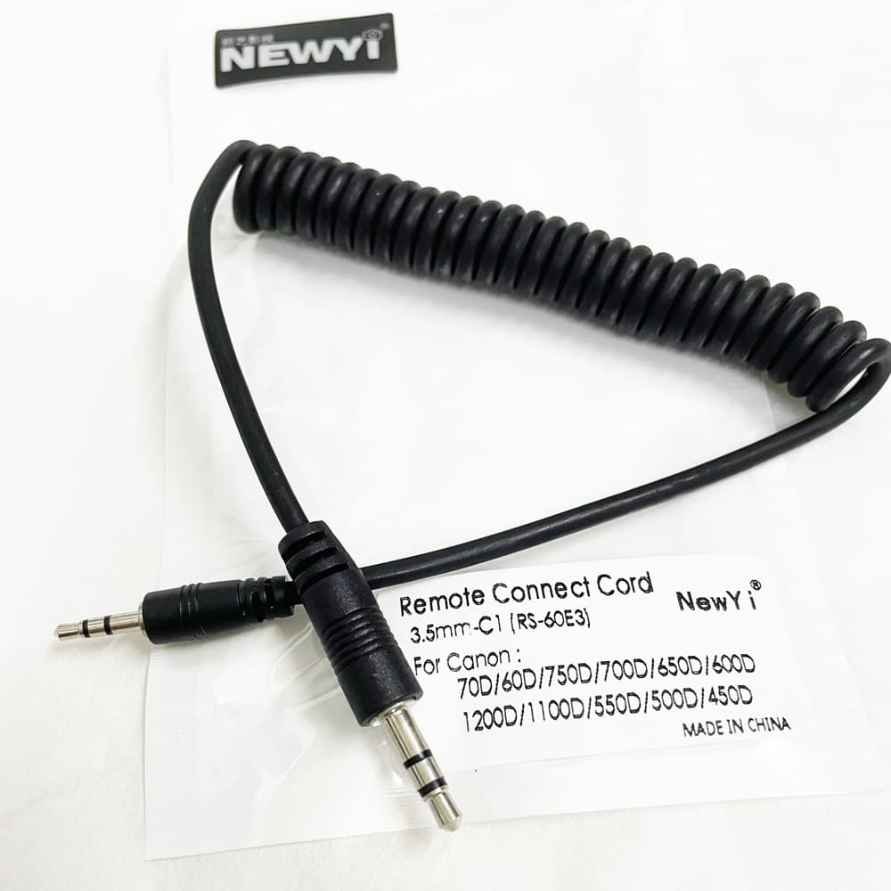 Wholesale Xinyi (RS-60E3) C1-3.5mm camera shutter remote, flash trigger connector spring cable